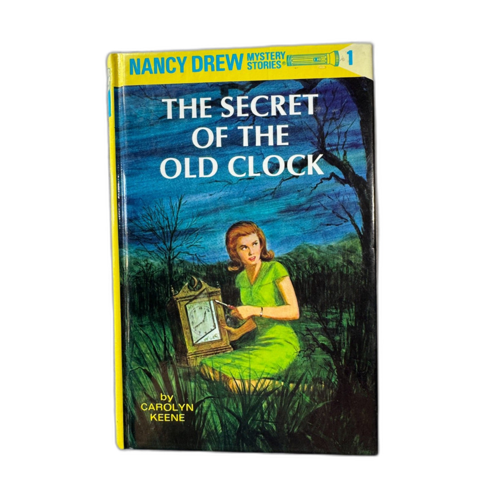 Vintage Nancy Drew The Secret of the Old Clock Flashlight Yellow Spine Hardcover